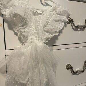 Elegant White Lace baby girl romper